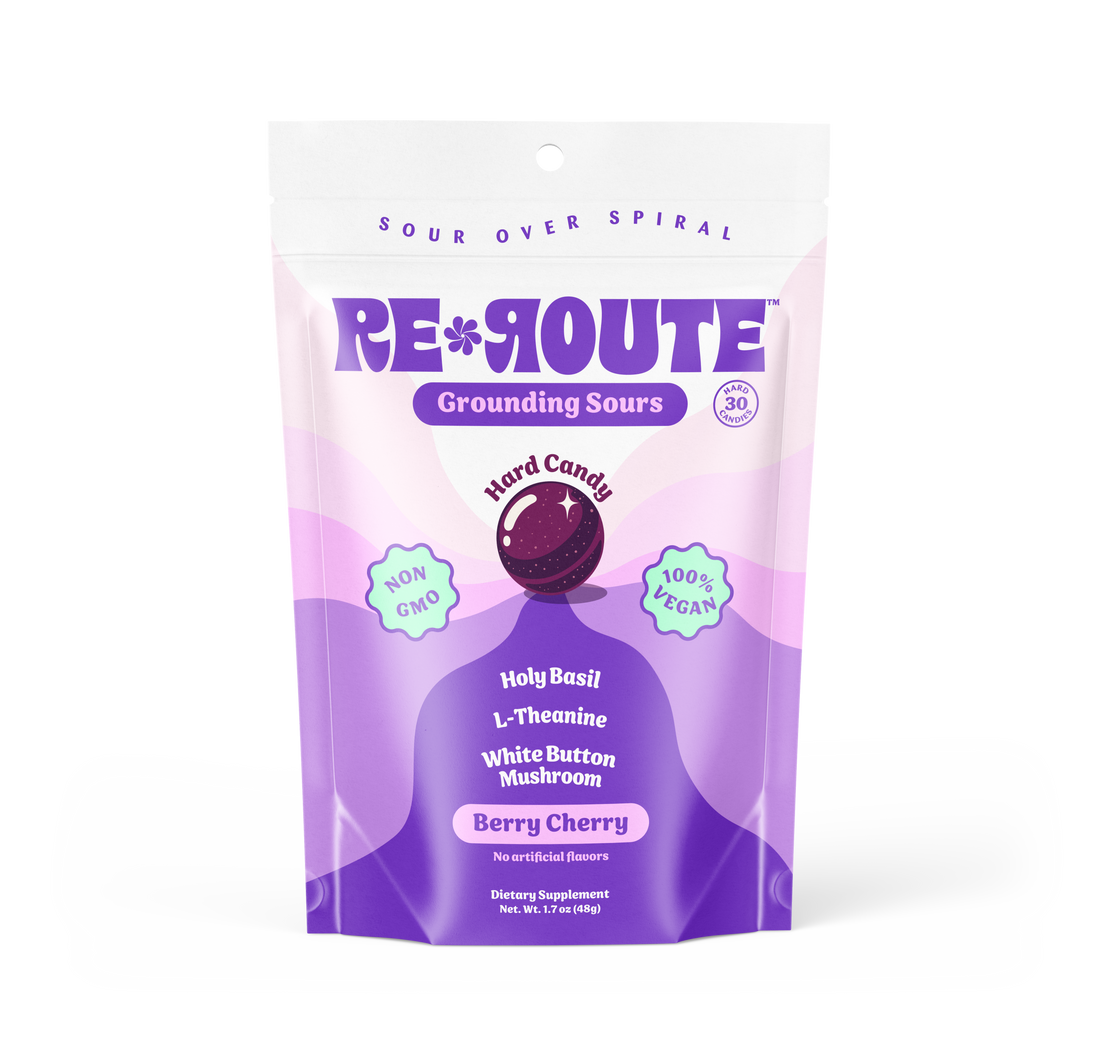 Re-Route Wellness Grounding Sours functional sour candy with adaptogens for anxiety support